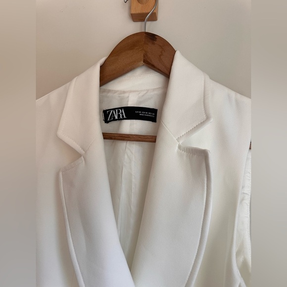 ZARA White Sleeveless Blazer Dress with Belt Structured Vest Dress - Picture 3 of 9